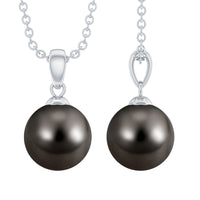 7.5 Carat Black Tahitian Pearl Solitaire Pendant Necklace