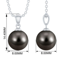 7.5 Carat Black Tahitian Pearl Solitaire Pendant Necklace