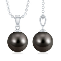 7.5 Carat Black Tahitian Pearl Solitaire Pendant Necklace