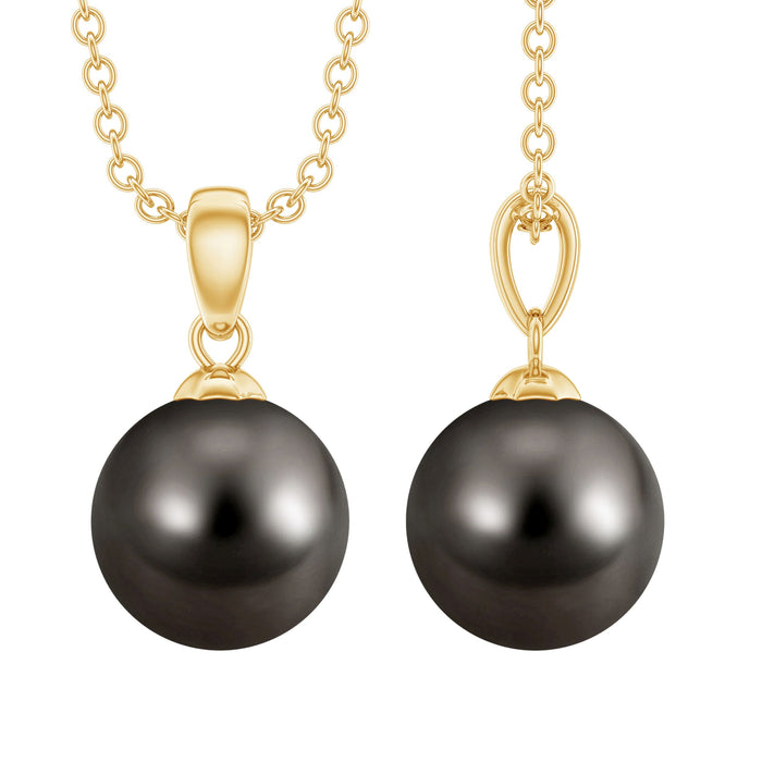 Black Tahitian pearl solitaire pendant necklace featuring a 7.5-carat pearl on a delicate chain, from Rosec Jewels.