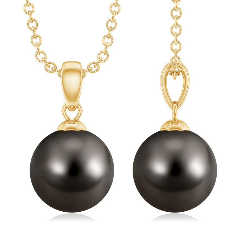 Black Tahitian pearl solitaire pendant necklace featuring a 7.5-carat pearl from Rosec Jewels, elegant jewelry pendant on a chain.