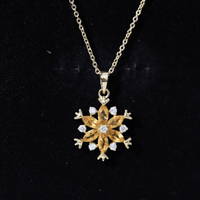 Certified Citrine Flower Pendant Necklace with Silver Chain