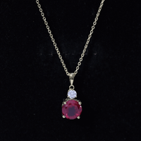 Certified 2.5 Carat Lab Grown Ruby Pendant Necklace with Moissanite