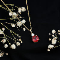 Certified 2.5 Carat Lab Grown Ruby Pendant Necklace with Moissanite
