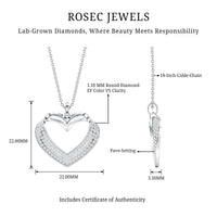 Pave Set Lab Grown Diamond Heart Necklace For Women