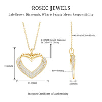 Pave Set Lab Grown Diamond Heart Necklace For Women