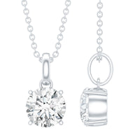 Lab Grown 1 Carat Single Diamond Necklace For Women