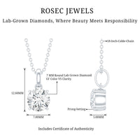 Lab Grown 1 Carat Single Diamond Necklace For Women