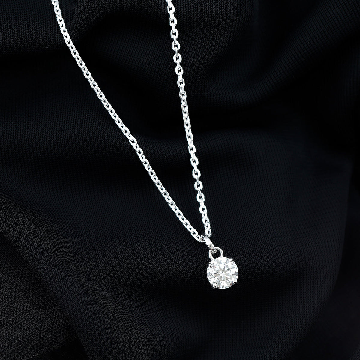 Lab Grown 1 Carat Single Diamond Necklace For Women