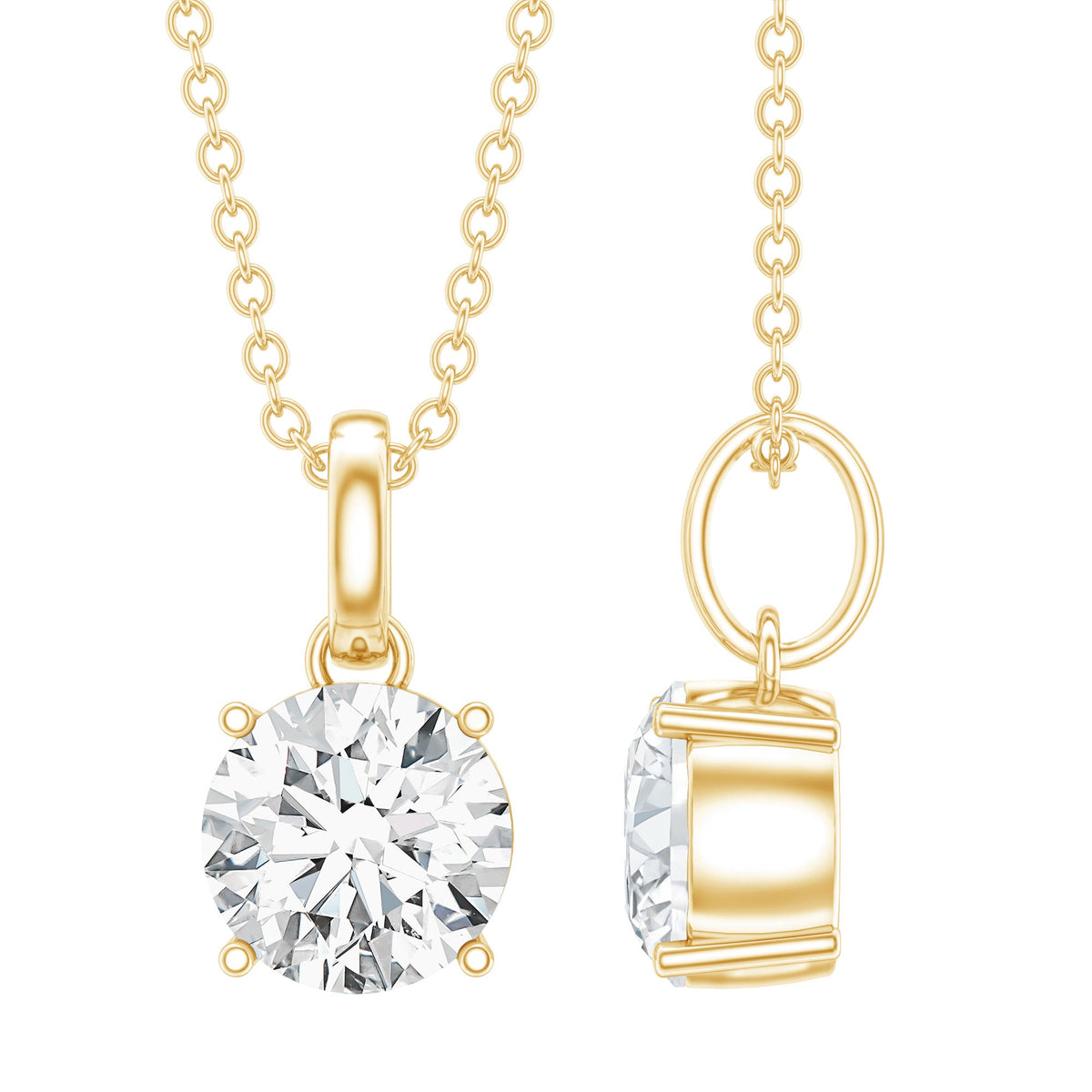 Lab Grown 1 Carat Single Diamond Necklace For Women