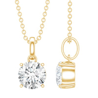 Lab Grown 1 Carat Single Diamond Necklace For Women