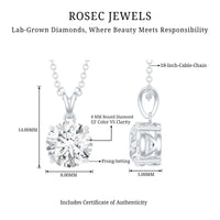 Certified Brilliant Cut Lab Grown 2 Carat Diamond Solitaire Necklace