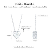 Bezel Set 8mm Lab Grown Diamond Heart Locket Necklace for Women