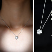Bezel Set 8mm Lab Grown Diamond Heart Locket Necklace for Women