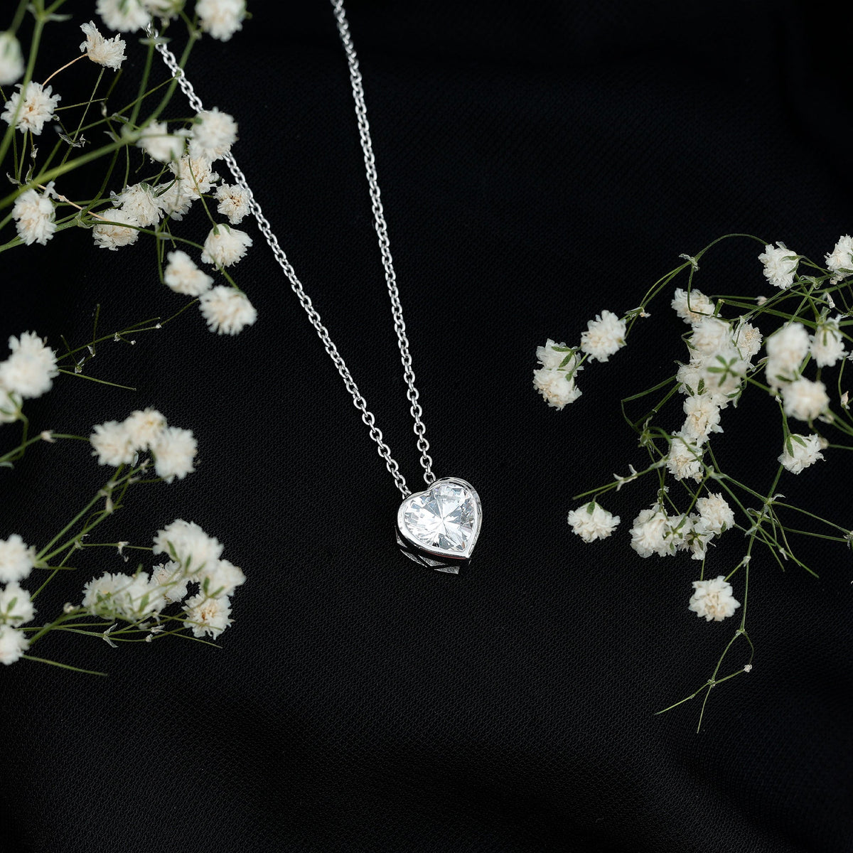 Bezel Set 8mm Lab Grown Diamond Heart Locket Necklace for Women