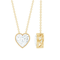 Bezel Set 8mm Lab Grown Diamond Heart Locket Necklace for Women