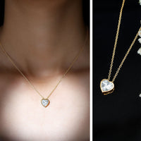 Bezel Set 8mm Lab Grown Diamond Heart Locket Necklace for Women