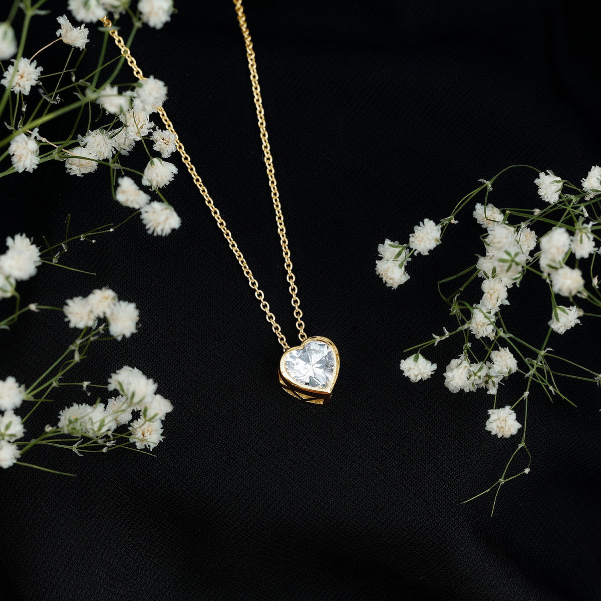 Bezel Set 8mm Lab Grown Diamond Heart Locket Necklace for Women