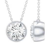 Bezel Set 7mm Lab Grown Diamond Solitaire Stackable Necklace