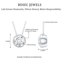 Bezel Set 7mm Lab Grown Diamond Solitaire Stackable Necklace