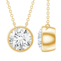 Bezel Set 7mm Lab Grown Diamond Solitaire Stackable Necklace