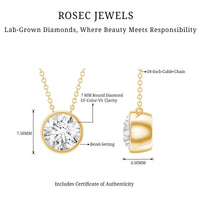 Bezel Set 7mm Lab Grown Diamond Solitaire Stackable Necklace