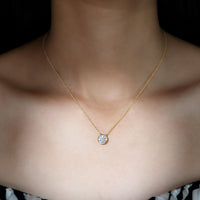 Bezel Set 7mm Lab Grown Diamond Solitaire Stackable Necklace