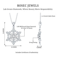 Lab Grown Diamond Christmas Snowflake Pendant Necklace