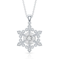 Lab Grown Diamond Christmas Snowflake Pendant Necklace