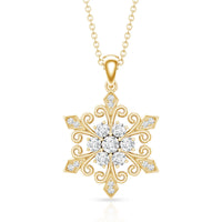 Lab Grown Diamond Christmas Snowflake Pendant Necklace