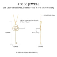 Certified Lab Created Diamond Vintage Style Key Necklace