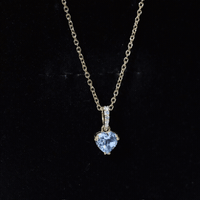 1 Carat Sky Blue Topaz Heart Pendant Necklace with Diamond