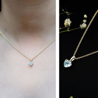 1 Carat Sky Blue Topaz Heart Pendant Necklace with Diamond