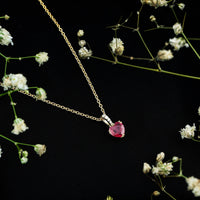 Natural 1 Carat Ruby Heart Pendant with Diamond Bail by Rosec Jewels, featuring a sparkling ruby heart and elegant diamond accents.