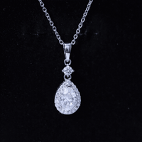 Pear Shaped 1.3 Carat Moissanite Pendant Necklace with Halo
