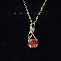 1 Carat Lab Grown Orange Sapphire Infinity Pendant Necklace with Diamond
