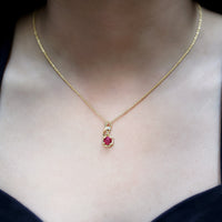 Natural 1.5 carat ruby and diamond infinity pendant necklace with silver chain by Rosec Jewels, showcasing elegant jewelry design.