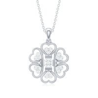 Natural Diamond Heart Flower Pendant Necklace