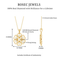 Natural Diamond Heart Flower Pendant Necklace