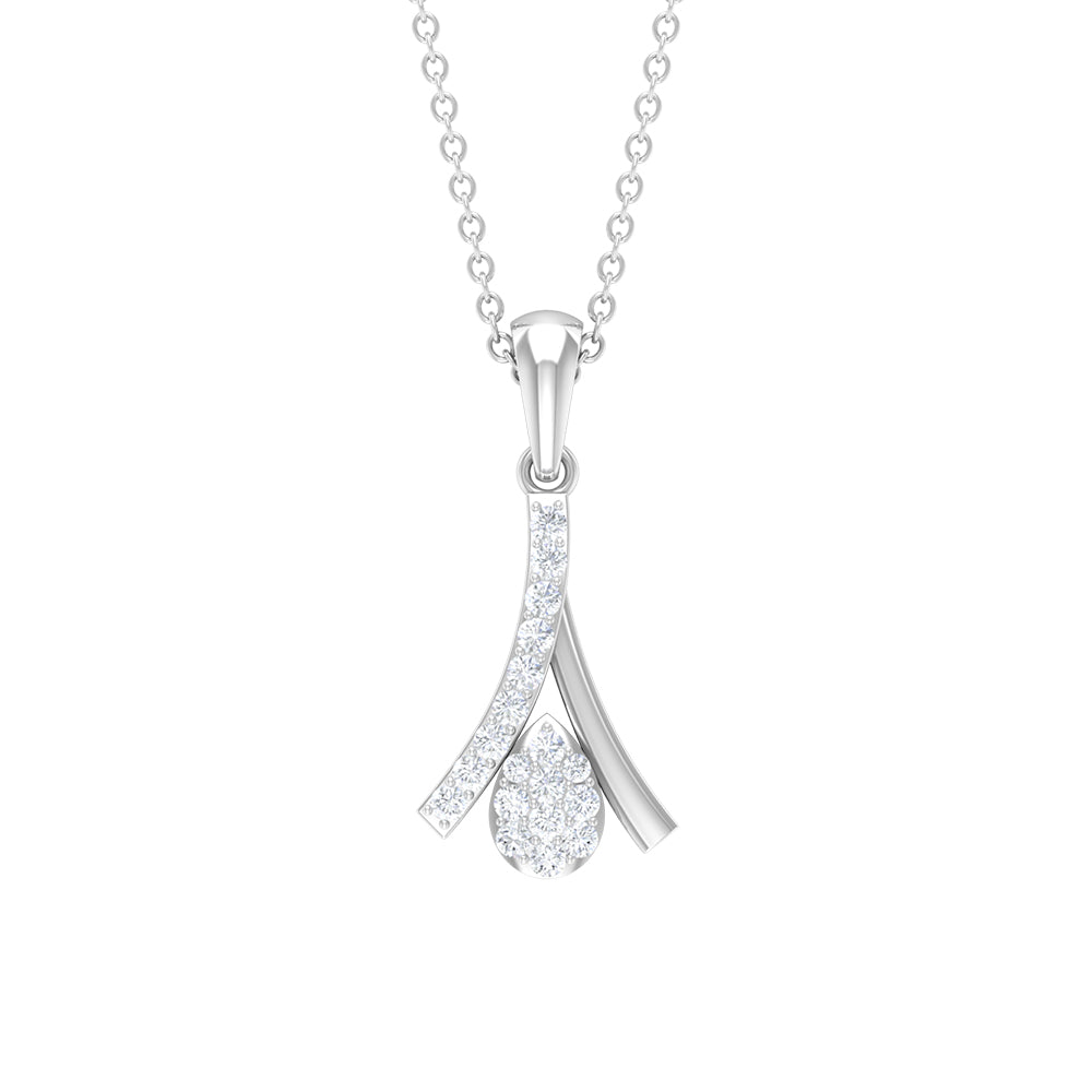 Round cut diamond cluster pendant necklace by Rosec Jewels featuring a sparkling diamond cluster design.