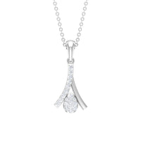 Round cut diamond cluster pendant necklace by Rosec Jewels featuring a sparkling diamond cluster design.