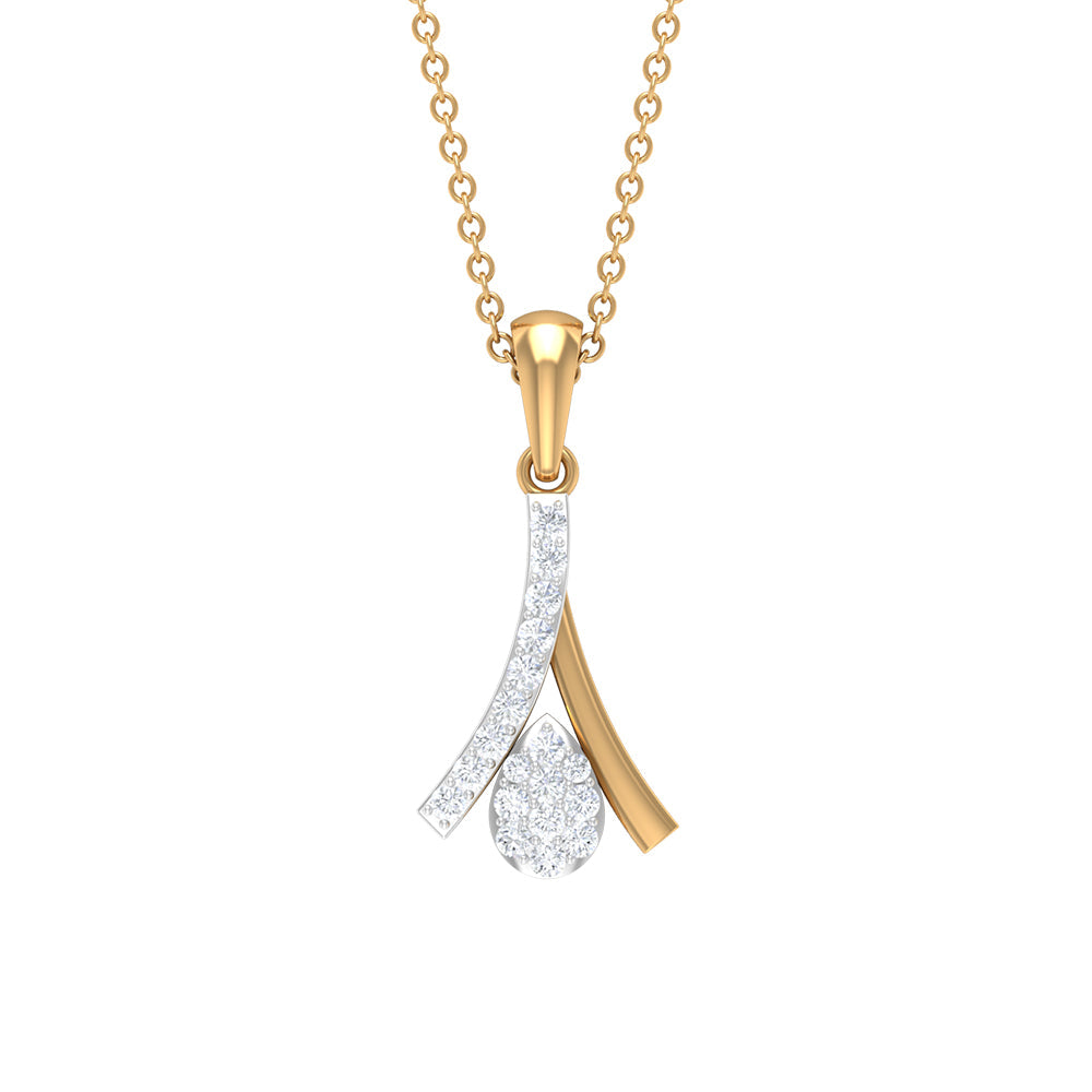 Round cut diamond cluster pendant necklace by Rosec Jewels featuring a sparkling diamond cluster design.