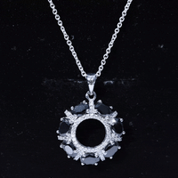Oval Cut Black Spinel Eternity Pendant with Moissanite