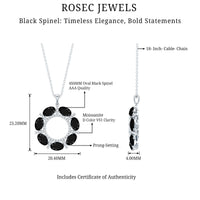 3 CT Oval Cut Black Spinel Eternity Necklace with Silver Chain