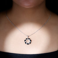3 CT Oval Cut Black Spinel Eternity Necklace with Silver Chain