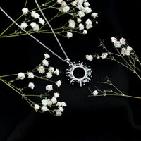 3 CT Oval Cut Black Spinel Eternity Necklace with Silver Chain