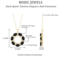 Oval Cut Black Spinel Eternity Pendant with Moissanite