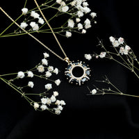 Oval Cut Black Spinel Eternity Pendant with Moissanite