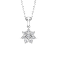 Natural Diamond Flower Pendant Necklace