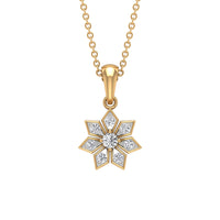 Natural Diamond Flower Pendant Necklace